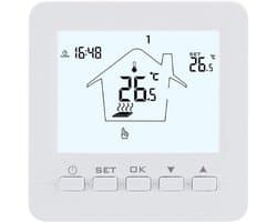 Wengart verwarmingsthermostaat WG02B05 - programmeerbaar 7 dagen, lcd-touchscreen, AC230V, Max3A, vloerverwarming, witte achtergrondverlichting