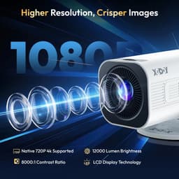 Chelsey-store - Projector 300 ANSI 4K Mini Beamer - Projectiegrootte van 101,6 - 304,8 - Ideaal voor Thuisbioscoop - Compact Design - HDMI en USB Poorten - 4K Mini Beamer met Android 11 - Wit/Zwart — thumbnail 2