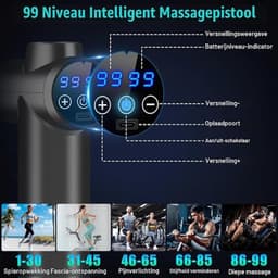 Mini Massagepistool - Massagegun - Ultrastil - 99 Snelheden - 8 Massagekoppen - LCD-Scherm - Draagbaar - Elektrische Spiermassager - Massageapparaat — thumbnail 3