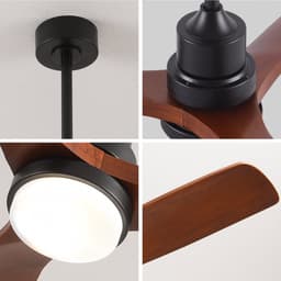 DESMIU Plafondventilator – Met Verlichting – 150 cm – Drie Houten Bladen – Walnoot Zwart – Afstandsbediening Met Timer – Omkeerbare Motor — thumbnail 3
