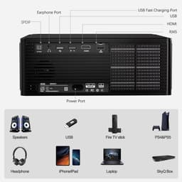 Beamer 1200 ANSI Lumen Zwart - 130W Vermogen - 1920 x 1080 Resolutie - LCD - Voor Thuisbioscoop En Presentaties — thumbnail 3