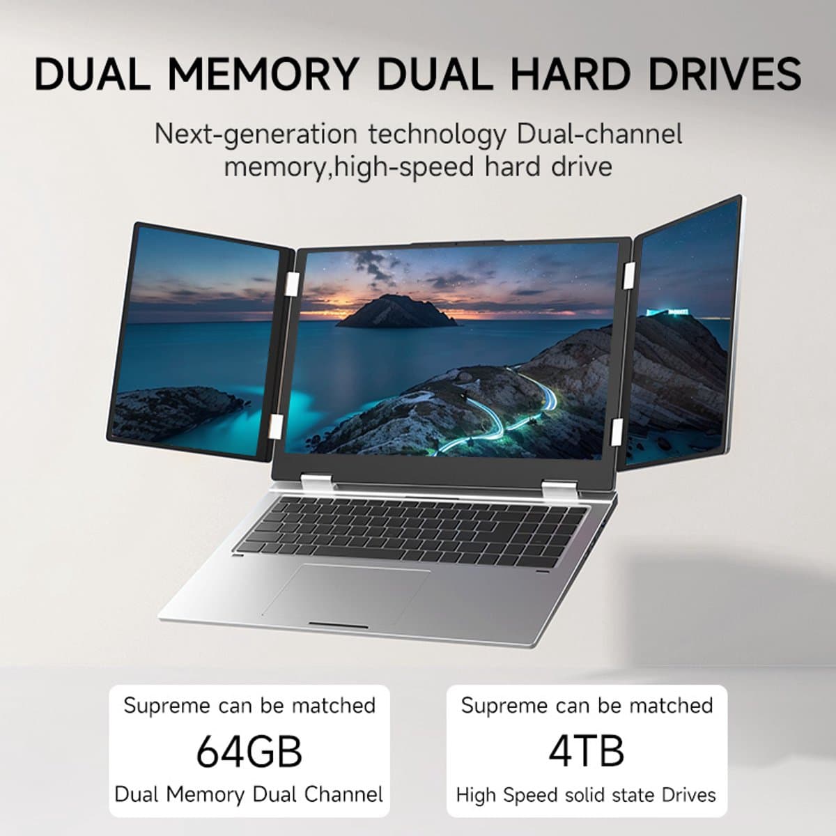 Laptop 3 schermen – 16 inch – i7-1260P – 32GB – 1TB – Win 11 — afbeelding 1