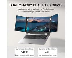 Laptop 3 schermen – 16 inch – i7-1260P – 32GB – 1TB – Win 11