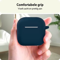 Hoesje Geschikt voor Apple AirPods 5 - Siliconen Hoes met Clip - Silicone Case Cover - Navy — thumbnail 4