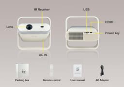 Beamer Draagbaar - Full HD 1080p WiFi 6 Bluetooth 5.4 - 350 ANSI Lumen LED - Voor Thuisbioscoop En Streaming — thumbnail 3