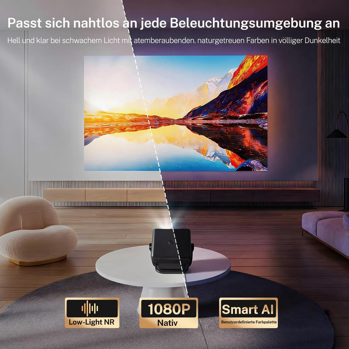 Beamer Intelligente Projector - 1080p Natief - 800 ANSI Lumen - LCD - Draagbaar - Voor Gaming Onderwijs Thuisbioscoop Zakelijk — afbeelding 1