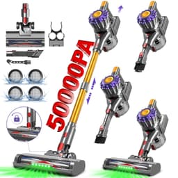 Adormii Steelstofzuiger Draadloos – 50000Pa Sterke Zuigkracht – 60 Min Accuduur – Anti-haarwikkel Vloerborstel – 4 HEPA-filters – 1,6 L Stofreservoir – Groene LED Stofdetectieverlichting – Goud — thumbnail 1
