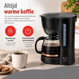 alpina Koffiezetapparaat 1,25L - Koffiemachine voor Filterkoffie - Geschikt voor 10 Koppen Koffie - Warmhoudfunctie en Druppelstop - Zwart — thumbnail 5