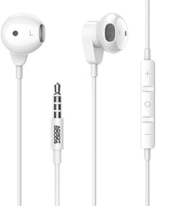 AdroitGoods Oordopjes 3,5 mm Jack met Draad en Microfoon - Stereo Oortjes met Volumeregeling - Bedrade Headset 1,2m voor Muziek & Bellen - Ergonomisch - Wit — thumbnail 1