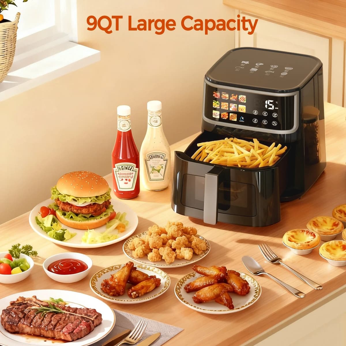 Wentinkmo - Vetvrije friteuse - 8L capaciteit - Led display - Vetvrije friteuse — afbeelding 1