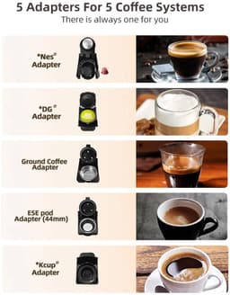 Archi 5-in-1 Koffiezetapparaat – Espresso Machine – 20 Bar – Hot & Cold – Capsules – ESE Pads – Gemalen Koffie – 600 ml – Zwart — thumbnail 3
