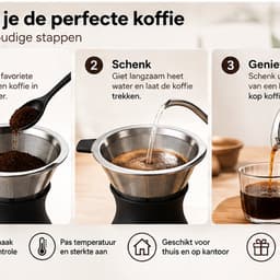 Pour Over Koffiezetapparaat 400 ml – Slow Coffee Maker met Herbruikbaar RVS Koffiefilter – Glazen Koffiekan – Handmatige Dripper voor Filterkoffie — thumbnail 5
