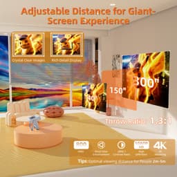 Beamer 720p HD Zwart - Smart Touchscreen Projector - 600 ANSI Lumen - LED - Voor Thuis En Buitenbioscoop — thumbnail 4