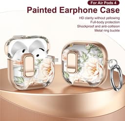 Telestore - hoesje geschikt voor AirPods 5 en AirPods 4 - hard case cover - roze goud bloemen - TPU hoesje Beschermhoes - AirPods 5 en 4 Cover - AirPods 5 / 4 hoesje - Geschikt voor Apple AirPods 5 en AirPods 4 — thumbnail 4