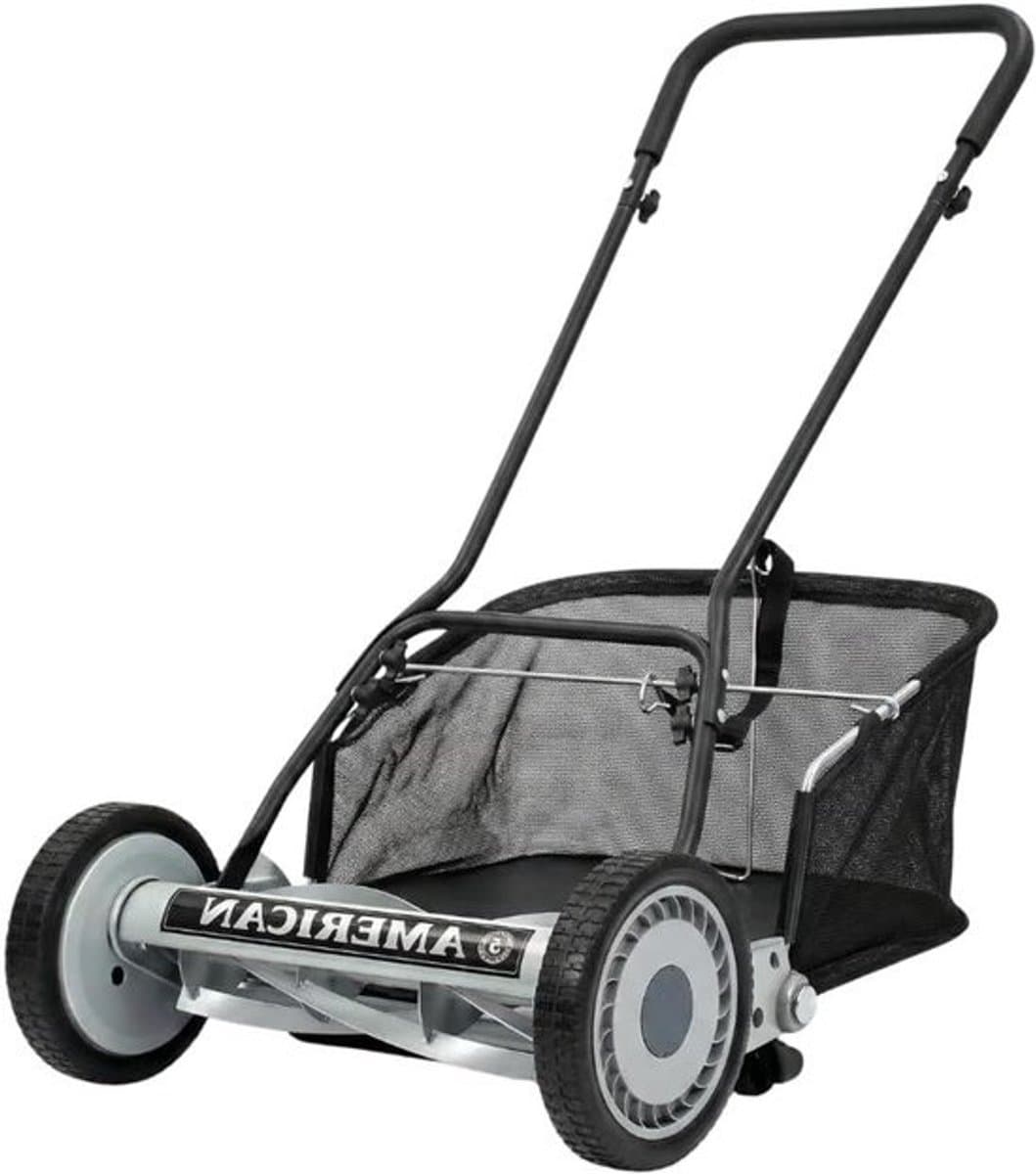 Handmaaier - Met bak - Duwbare gazonmaaier - Gazononderhoud - Tuin - 5-blads spiraal - Maaibreedte 45 cm - Grijs — afbeelding 1