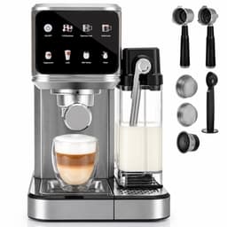 Espressomachine – 20 Bar – 2-in-1 Gemalen Koffie en Capsules – Automatische Melkopschuimer – 1350 W – 1,2 L — thumbnail 1