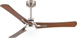 Goedewaere Plafondventilator Dual Wood - Lamp - Afstandsbediening - Timer - Slaapkamer - Zilver - 132cm — thumbnail 1