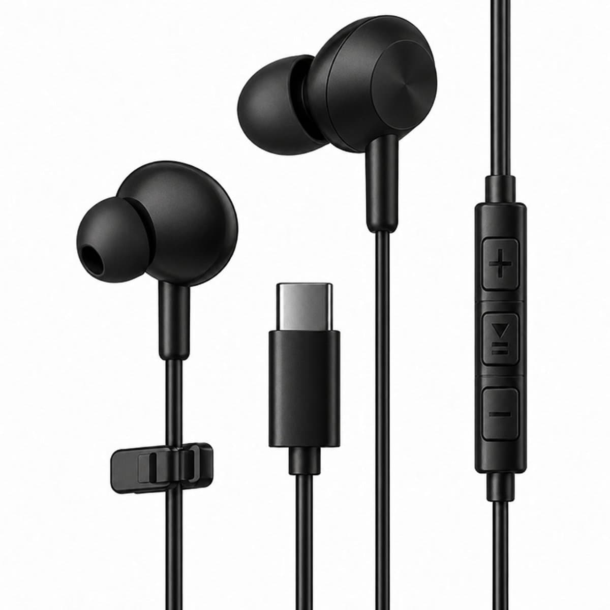 Qualitech® Oortjes met Draad USB C - In-ear Oordopjes met Microfoon - Geschikt voor Apple Iphone en Samsung met USB C Poort - Bedraad - Zwart — afbeelding 1