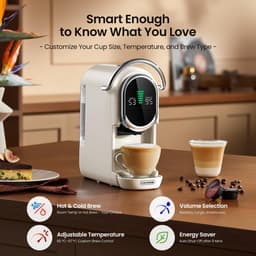 Espressomachine 5-in-1 – 20 Bar – Warm en Koud – 7 Waterstanden – LED Display – 1450 W – Wit — thumbnail 4