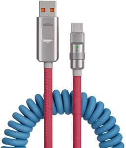 Oprolbare USB-A naar USB-C Kabel 2 Meter Nylon Gevlochten 120W PD3.1 Snelladen Kabel Telescopisch Voor iPhone 15 16 17 Pro Max Samsung Galaxy S23 Xiaomi Android Smartphones — thumbnail 1