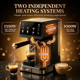 DeltaMerch Koffiezet apparaat - Koffie machine - Espressomachine - Latte- en cappuccinofunctie - Melkopschuimer - Zwart — thumbnail 2