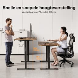 SENSE7 NOJO LIGHT - Elektrisch Verstelbaar Bureau - 160x80 cm - Geheugenfunctie - Zit Sta Bureau - Computertafel - Donkerbruin — thumbnail 3