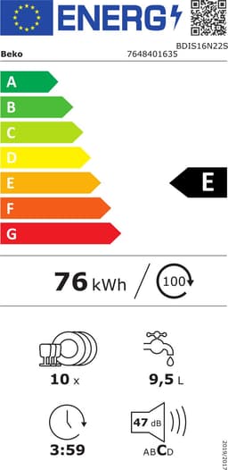 Beko BDIS16N22S | Inbouw vaatwasser | 45 cm — thumbnail 2