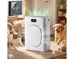Rosnek Luchtreiniger voor Huisdieren - H13 HEPA + Actief Koolfilter - 350 m³/h CADR - Wasbaar Voorfilter tegen Kattenhaar, Hondenhaar, Pollen & Geuren - PM2.5 - Slaapmodus - Wit