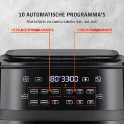 Airfryer met Stoomfunctie - 7 Liter - 1700 W - 10 Kookprogramma’s - 3-in-1 Bereiding - Touchscreen - Kijkvenster - Vaatwasserbestendige Onderdelen - Zwart — thumbnail 4