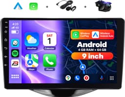 Boscer Autoradio - Geschikt voor Toyota Aygo, Citroën C1 & Peugeot 108 (2015–2020) - 4+64GB Android 15 - 9 Inch HD Touchscreen (1280x720) - Draadloze Apple CarPlay & Android Auto - GPS, WiFi & Bluetooth - Camera & Microfoon — thumbnail 1