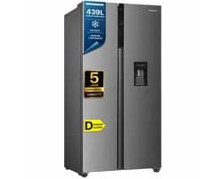 Heinner HSBS-HM439NFINVXWDD American Side-by-Side Koelkast met Waterdispenser 439 L – Smart-functie – ECO-functie – Deur-alarm – RVS – 5 Jaar Garantie