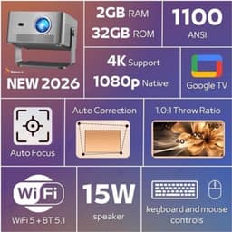 Beamer Full HD 1100 ANSI Lumen - 1080p 4K Upscaling - LED Projector - Draagbaar - Voor Thuisbioscoop Gaming En Outdoor — thumbnail 5
