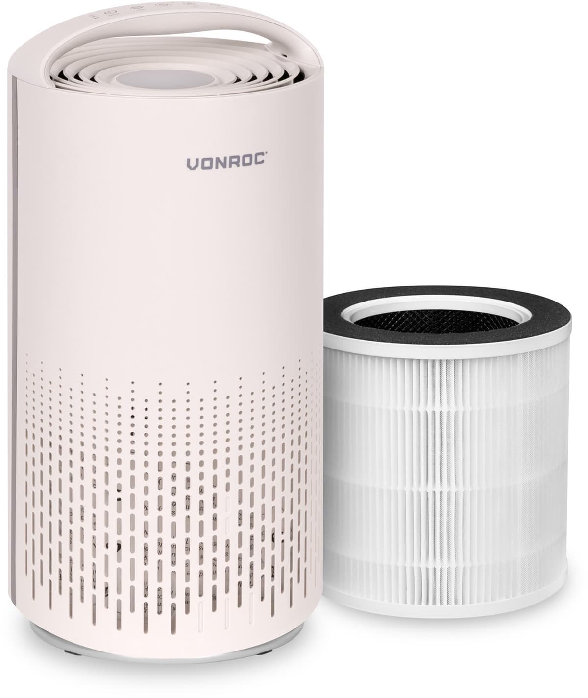 VONROC Luchtreiniger – 3-traps filter met HEPA – CADR 200 m³/u – wifi & app-bediening – voor ruimtes tot 25 m² – Beige — afbeelding 1