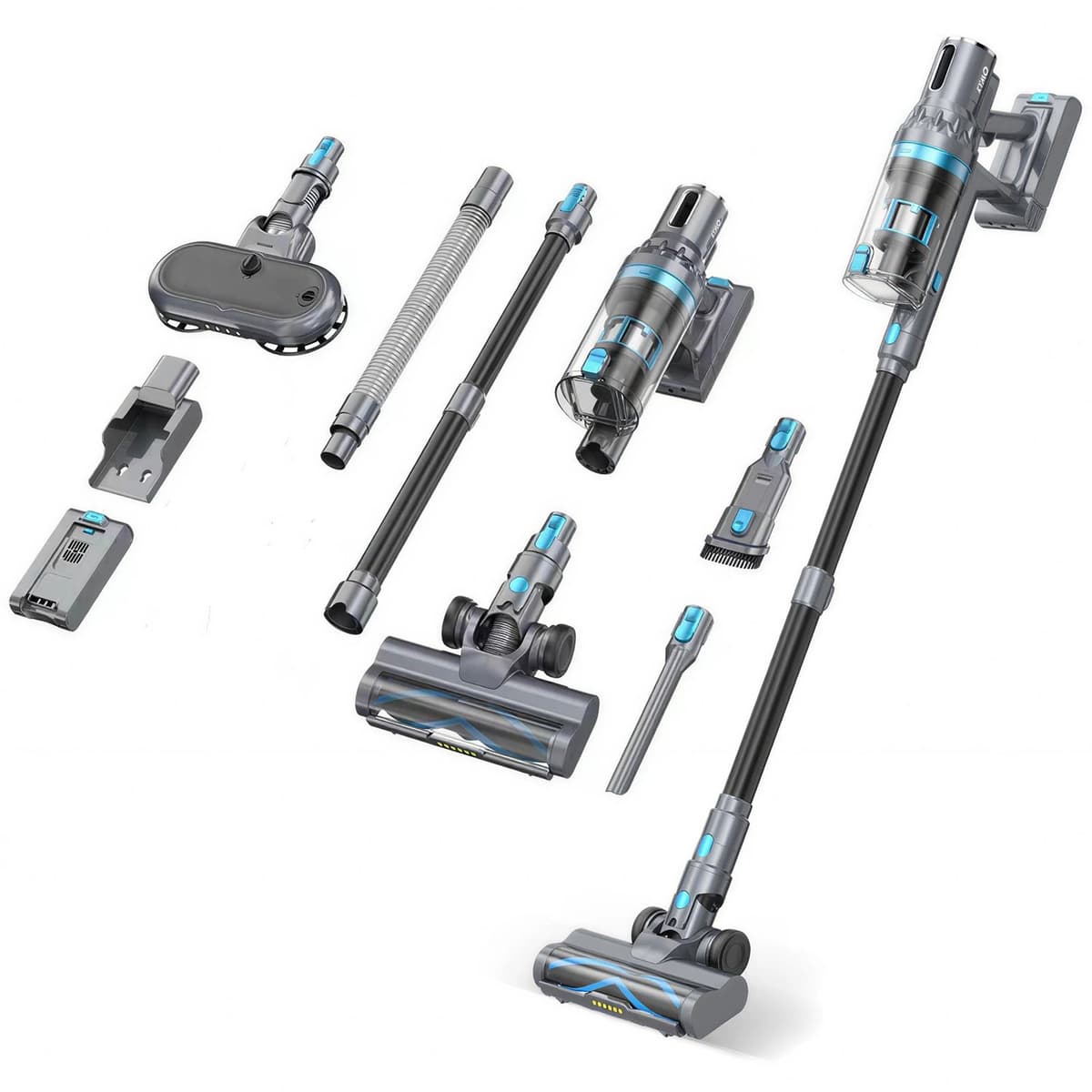 Kymo 2 in 1 Draadloze Stofzuiger met Dweilfunctie - 450W - 33kPa - Stofzuiger Zonder Zak - Steelstofzuiger Draadloos op Accu - Stofzuigen en Dweilen - Kruimeldief - Handstofzuiger - Snoerloze Stofzuiger - 62 Min Accu — afbeelding 1