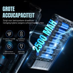 Kymo 2 in 1 Draadloze Stofzuiger met Dweilfunctie - 450W - 33kPa - Stofzuiger Zonder Zak - Steelstofzuiger Draadloos op Accu - Stofzuigen en Dweilen - Kruimeldief - Handstofzuiger - Snoerloze Stofzuiger - 62 Min Accu — thumbnail 5