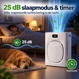 MUPOO Luchtreiniger met hepafilter voor Huisdieren -Huisdiermodus -CADR 295 m³/u-Grote Luchtinlaat & Dubbelzijdige Filtratie - 3-Laags Filtersysteem(H13 HEPA, Koolstoffilter & Wasbaar Voorfilter ) - 25 dB Slaapstand - voor Woonkamer en Slaapkamer — thumbnail 5
