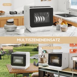 HOMCOM Vaatwasser Kunststof, gehard glas 45L x 44B x 45,8H cm Wit — thumbnail 3