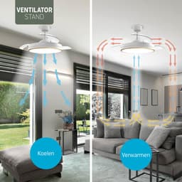 Varin® Smart Ventilator met LED verlichting RGBW - Wit/Goud - Tuya Wifi - Ø 108cm - Super stil - Smart lamp - Plafondlamp slaapkamer - Plafonniere woonkamer - Plafondlampen - Plafond lamp - Verlichting kinderkamer - Plafond ventilator — thumbnail 2