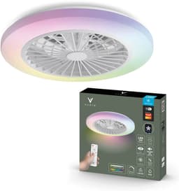 Varin® Smart Ventilator met verlichting - Transparant - Tuya Wifi - LED RGBW - Ø 50cm - Super stil - Afstandsbediening smart lamp - Plafondlamp slaapkamer - Plafonniere woonkamer - Plafondlampen - Plafond lamp - Verlichting kinderkamer - Ventilator — thumbnail 1