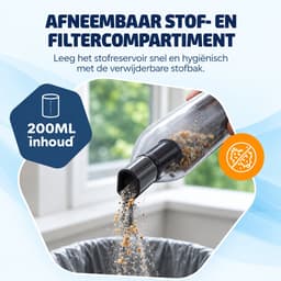 Auto Stofzuiger - Zuigen & Blazen - Kruimeldief - 6 Opzetstukken - Oplaadbaar - Handstofzuiger - Kleine StofZuiger - Air Duster - Stofreiniger - Kruimelzuiger - Zwart — thumbnail 4