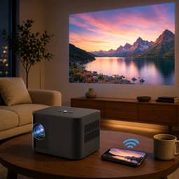 Fameilleur Beamer Prime – 6600 Lumen – 1080P Full HD Wifi Projector met Krachtige Ingebouwde Speaker – Streamen vanaf Telefoon – Mini Beamer voor Thuisbioscoop, Films, Series, Gaming en Presentaties – Geschikt voor iOS en Android – Zwart — thumbnail 2