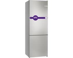 Bosch - KGN492IAF - Serie 4 - Koel-vriescombinatie - Energielabel A - 203 x 70 cm - Extra breed - RVS - Total No Frost; Nooit meer ontdooien- Zeer stil - VitaFresh XXL 0°C: houd etenswaren langer vers met extra ruime vershoudlades.