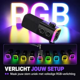 FIFINE AM9T - USB / XLR Studio microfoon - PC-Gaming Met Flexibele Arm ( 66cm! ) - Geschikt voor PC/PS4/PS5 - RGB - Podcast - Gaming - Streaming - Zwart — thumbnail 3