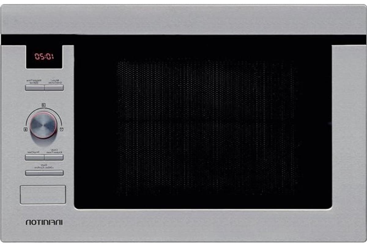 Inbouwmagnetron - Keukenapparaat - oven - Voor snel garen - Met geïntegreerde grill - 25 liter - Zilverkleurig — afbeelding 1