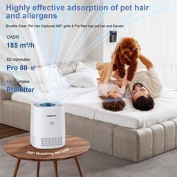 Luchtreiniger H13 HEPA Filter - 25 Watt Vermogen - 20x20x27 cm Afmetingen - Wit - Slaapkamer Gebruik — thumbnail 4