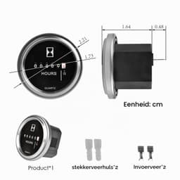 DC 6V tot 80V ronde kwarts bedrijfsurenteller, edelstalen ring, mechanische bedrijfsurenteller, waterdicht voor bootmotor, grasmaaier, tractor, rupsdozer, UTV, golfwagen — thumbnail 3