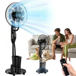 Lifero Ventilator met Mist - 2-1 Vloerventilator met Luchtbevochtiger - Waternevel - Verkoelende Ventilatie - Staande Ventilatoren — thumbnail 1