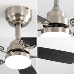 REDOM - Plafondventilator met LED-verlichting 52 inch - 5 bladen, afstandsbediening en 6 snelheden - Geborsteld nikkel — thumbnail 4