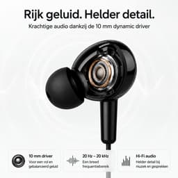 Qualitech® Oortjes met Draad USB C - In-ear Oordopjes met Microfoon - Geschikt voor Apple Iphone en Samsung met USB C Poort - Bedraad - Zwart — thumbnail 3
