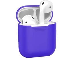 Hoesje - Geschikt voor Apple Airpods 2 - Siliconen Hoes met Clip - Silicone Case Cover - Donkerblauw